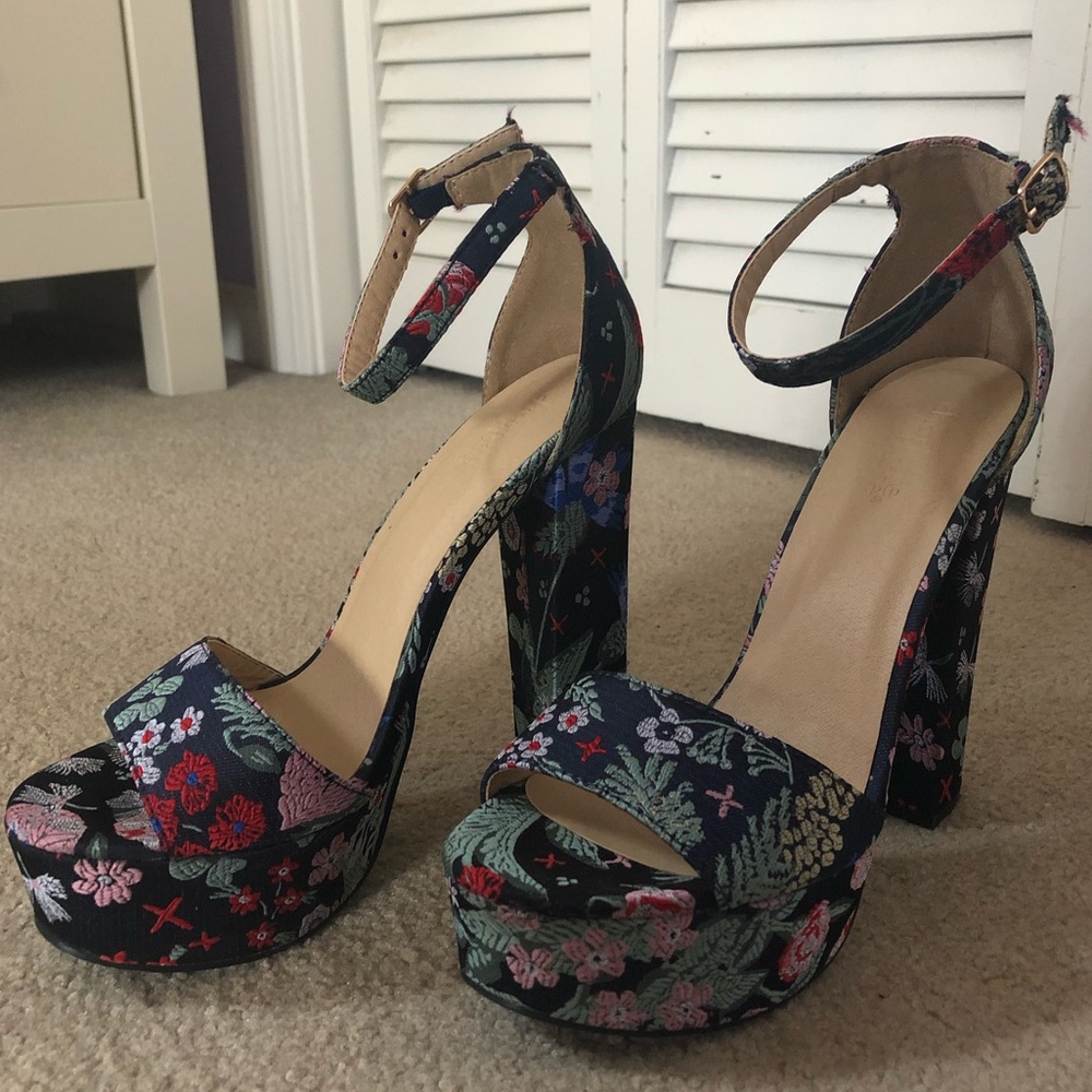 Charlotte Russe Faux-Silk Chunky Heels